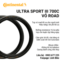 Vỏ Continental Ultra Sport III 700C (Đen)